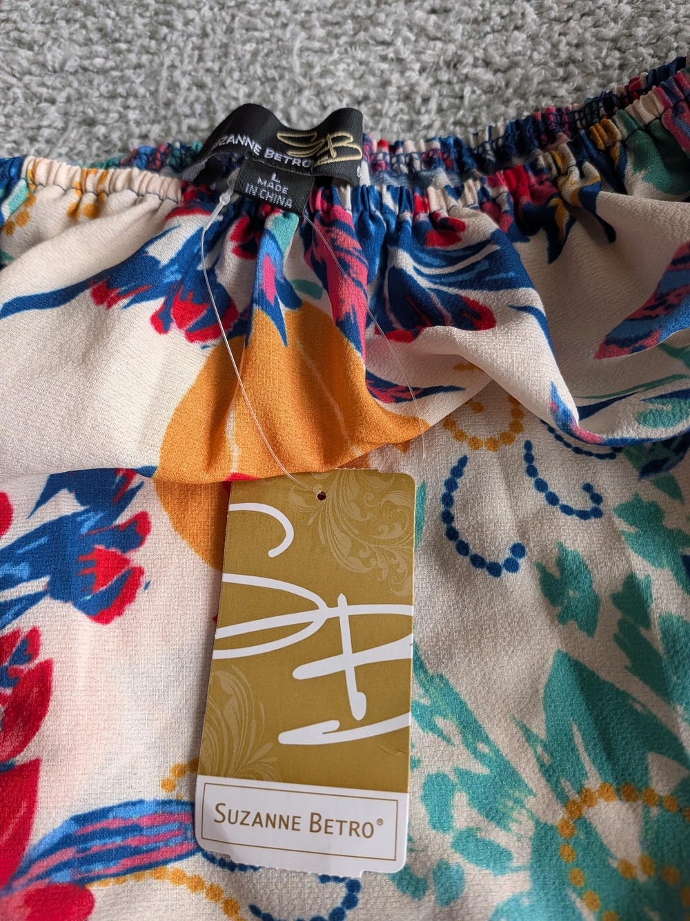 🌼B2G1🌼 Suzanne Betro Multicolor Floral Boho Off-Shoulder Top - Picture 4 of 6